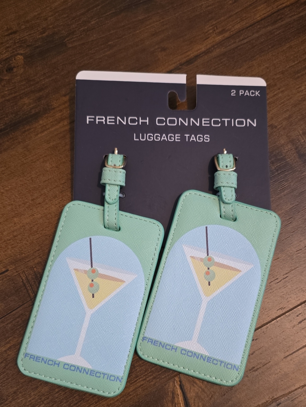 French Connection Mint Green Martini Luggage Tags - 2 Pack